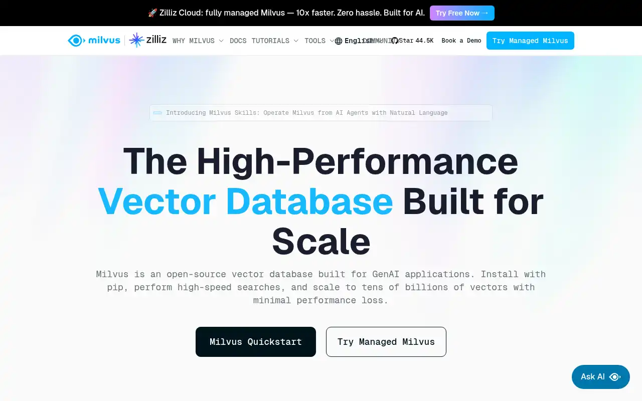 Milvus Landing Page